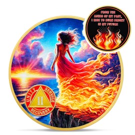 Reborn Fairy 2 Year Sobriety Coin - Rising from The Ashes Two Year AA Coins - Recovery Addiction Phoenix Rising NA AA Chips and Medallions - Living Clean Sober Alcoholics Anonymous Gift for Women