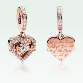 MSPOVOF Cherry Rose Flower Charms Mother's Day Bead Pendant Compatibility for Bracelet Necklaces Jewellery Gift for Women, Cubic Zirconia