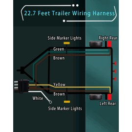 YEZriler 4 Pin 5 Wire Trailer Wiring Harness, 22.7FT Wishbond Trailer Light Kit 4 Way Flat 5 Wire Harness Trailer Connector Wire Plug for Rewiring Trailer Both-Side Taillights
