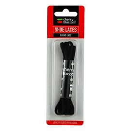 Cherry Blossom Footwear Round Shoelaces, Black, 7 3 8 UK