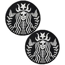 Parche de calavera de sirena muerta, diseño de calavera de Halloween, esqueleto zombi, gancho y bucle, parches tácticos, parches bordados militares, 2 unidades