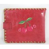 Skelapparel Cute Cherry Embroidered Vegan Leather Bi-Fold Wallet for Women