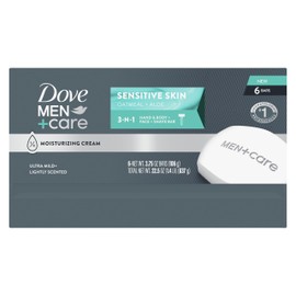 DOVE MEN + CARE Hand & Body Face + Shave Bar Sensitive Skin 6 Count for sensitive skin 3.75 oz