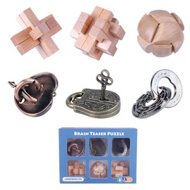 Brain Teaser Puzzle for Adults Puzzles Metal Hole Lock Adult Educational Toy Jigsaw IQ Puzzle（6 Pack） (Silver)