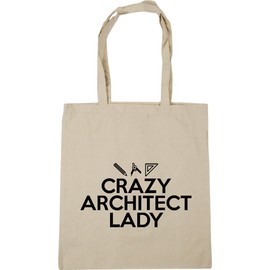 Hippowarehouse Crazy architect lady Tote Shopping Gym Beach Bag 42cm x38cm, 10 litres