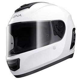 Sena Momentum Full Face Street Motorcyle Helmets - Glossy White/Large
