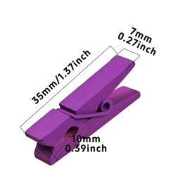 bociloy 100Pcs Mini Wooden Clips Clothespins, 1.4 Inch Natural Wood Craft Clips for Photos, Papers, Laundry, Clothes Line, Scrapbooking, DIY Arts & Crafts Projects, Purple