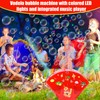 Vodolo Fireworks Bubble Machine with Lights for Party,Reusable Rechargeable Large