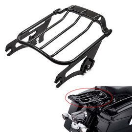 PBYMT Gloss Black Detachable Two up Mounting Luggage Rack Compatible for Harley Touring Street Glide Road King Electra Glide 2009-2024 (Vivid Black)
