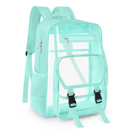 Soimeat Heavy Duty Clear Backpack, Fabric & PVC Transparent Bookbag for School, See Through Backpacks with Reinforced Strap for Women Men, Large Capacity Clear Bag for College, Travel, Security, Green