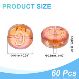 sourcing map 60Pcs Glass Letter Beads, 10mm Flat Round Alphabet Letter Beads g Initial Letter Spacer Beads for DIY Bracelet Necklace Earring Jewelry Craft Making, Red Orange