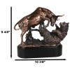 Wall Street Stock Market Charging Bull Trouncing Bear Statue With