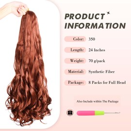 WIGER French Curly Braiding Hair 8 Packs 24 Inches Ginger Spanish Curly Crochet Braids for Black Women 350 Pre-Seperated Loose Wave Hair Extensions Synthetic Spiral Curly Crochet Hair