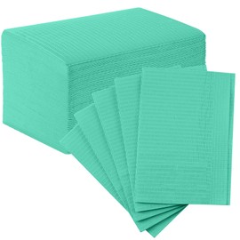 JMU Dental Bibs 50 Pack, 2-Ply Tissue 1-Ply Film, 13" x 18" Dental Bibs Disposable, Teal Green