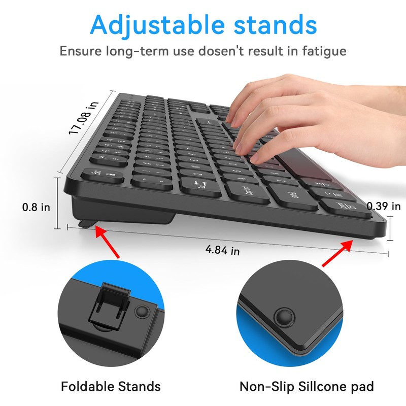 B.FRIENDIT Rechargeable Wireless Keyboard for Mac and Windows, Ultra Slim