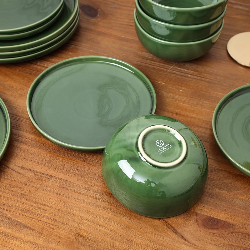 Vicrays Ceramic 12 Pieces Dinnerware Set - Dinner Plates Salad