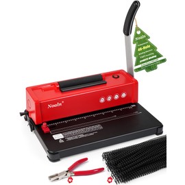 Nolan Classic Version Binding Machine Spiral Coil Binder,46-Hole Book Binder with Electric Coil Inserter,4:1 Pitch,100pcs Comb Binding Spines&1 Crimper Plier,School Office Home