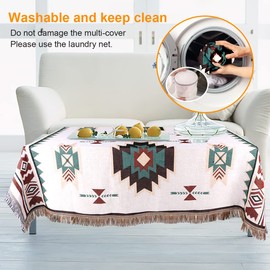 KKUYT Aztec Blanket, Oversized Boho Throw Blanket with Fringe, Southwestern Geometric Tapestry Vintage Woven Throw Blankets, Double-Sided Home Decor for Couch Sofa Chair Bed Travel (51" x 63")