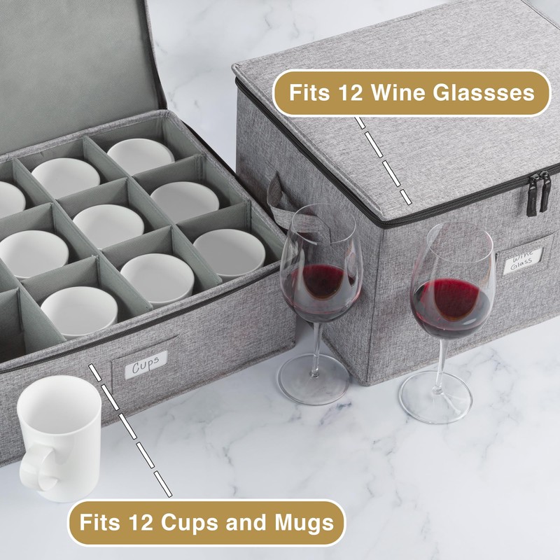 Wine Glass Storage and Cup Storage Case - Set of