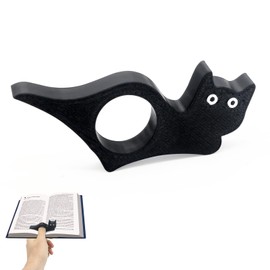Black Cat Thumb Book Holder - Lightweight Plastic Reading Accessory for Book Lovers, One-Handed Page Holder, Gifts for Readers and Bookworms