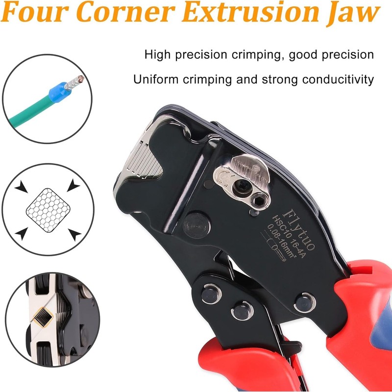 Flytuo Self Adjusting Crimping Tool for Front Loader, 0.08-16mm² for