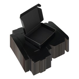Rempry 50 Pack 6x4x1 Inches Black Small Shipping Boxes, Cardboard Corrugated Gift Mailer Boxes for Packaging Small Business Mailing