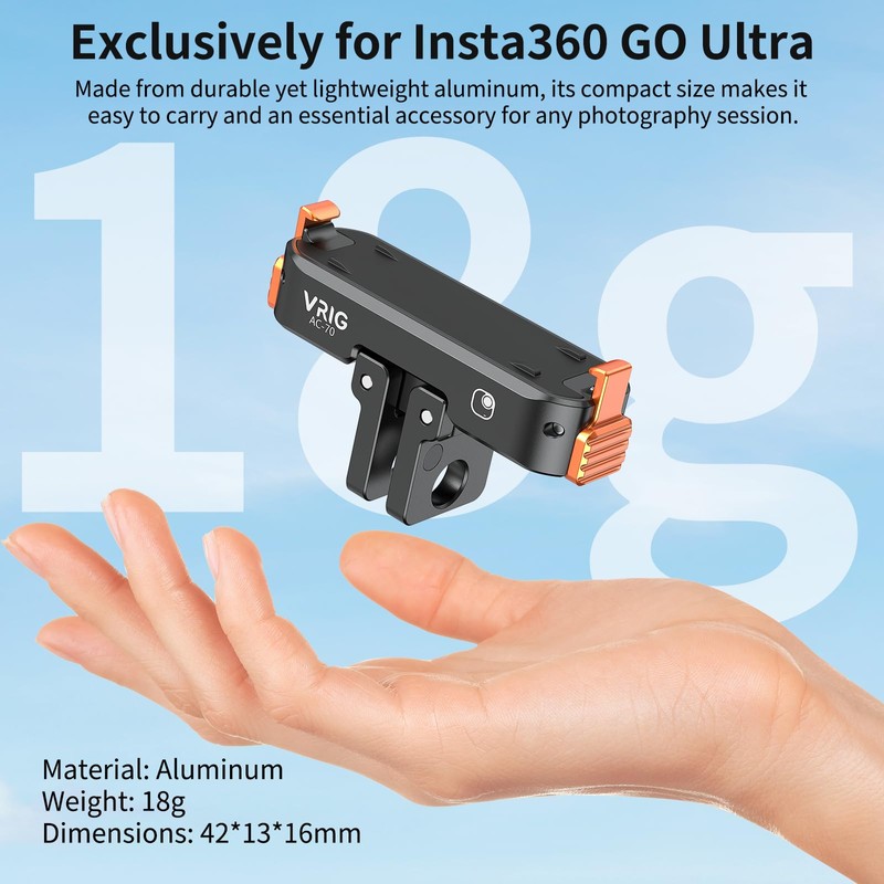 VRIG Quick-Release Mount for Insta 360 go Ultra, Aluminum Alloy