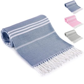 BonGu Turkish Beach Towel,180x90cm Oversized Turkish Cotton with Travel Bag Large Quick Dry Lightweight Turkish Beach Towels for Beach, Bath, Pool Travel Towels (Navy Blue)