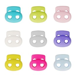 10pcs Cord Locks, Plastic End Spring Stop Toggle Stoppers,Colors,Double Hole for Paracord,Shoelaces,Garment Drawstring (green)