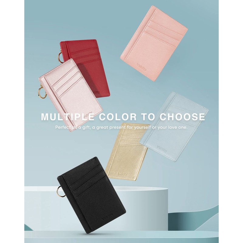 Vulkitty Slim Credit Card Holder Wallet for Women, Small Minimalist