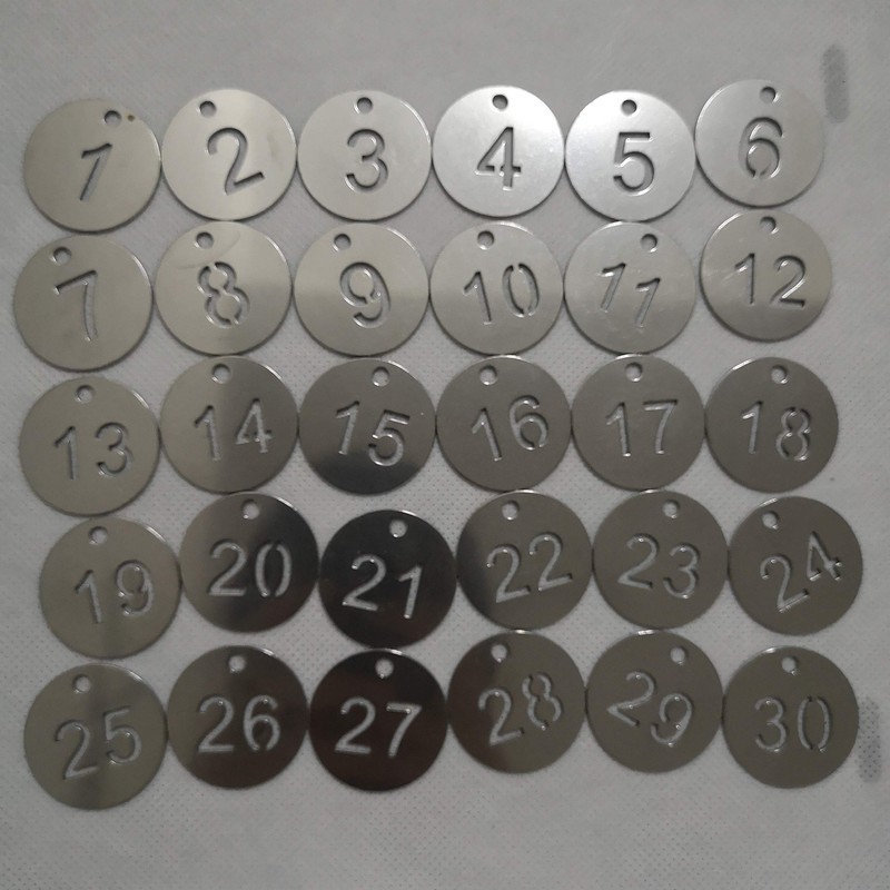 Diameter 1.18 Inches Bigger Hollowed Stainless Steel Number Tags Key