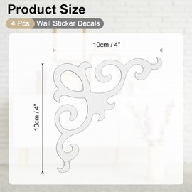 uxcell 4 Pcs Seif-Adhesive Wall Sticker Mirror Decals, Acrylic Hollow Mirror Tiles Sticker Applique Corner Hollow Stickers for Home Room Background Decoration, Silver (10x10cm)