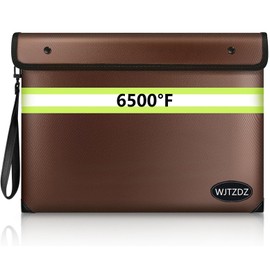 WJTZDZ 6500°F Fireproof Document Bag,Upgraded Fireproof Money Bag with Waterproof Zipper,10 Layers Heat Insulated Materials/Reflective Strip with Handle for Important Documents