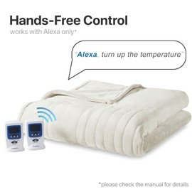 Beautyrest Heated Electric Blanket for Cold Weather, Fast Heating Wi-Fi Heated Blanket, Voice Command Alexa Compatible, Auto Shut Off, Virtually Zero EMF, 20 Heat Setting, UL Certified, King Ivory