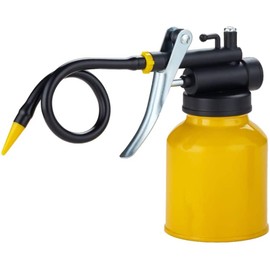 Junchi Metal Hand Pump Oil Can Tool, Pistol Oiler Can with 2 Spout Straight & Flexible - 250 ML. Capacity