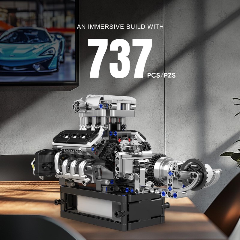 Mould King Supercar V8 Engine Building Blocks Sets, Build a