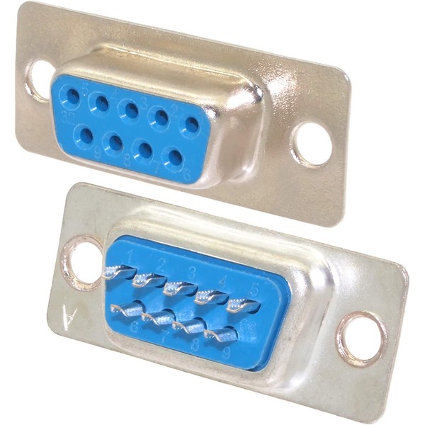 DB9 9 Pin Female Connector PCB Mount Soldering Type D-Sub