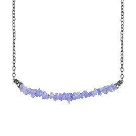Natural Tanzanite Chips Bar Necklace, Energy Healing Crystals, Birthday, Gift for Her, Gemstone Jewelry 18 inch AA+ Quality, Valentine Day Gift (Tanzanite)