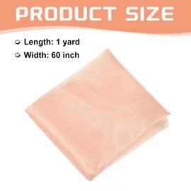 Sourcing Map Champagne Pink Organza Fabric, 60" x 1 Yard, Polyester, Solid, Crystal Sheer Silky, Wedding Party Home Decoration