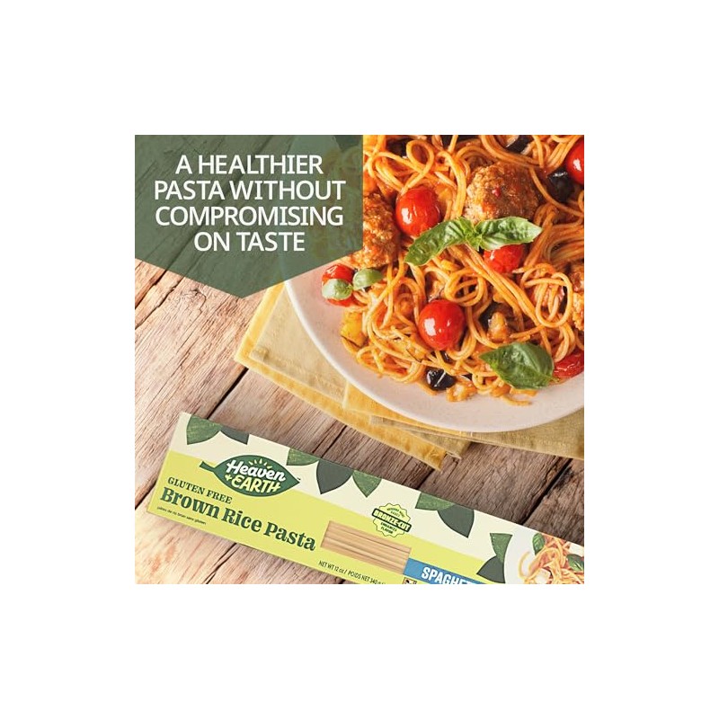 Heaven & Earth Brown Rice Pasta, Gluten Free Spaghetti, 12oz