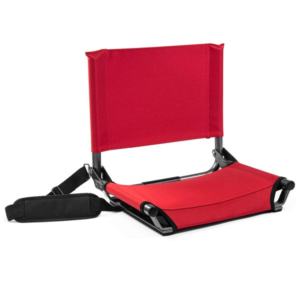 Cascade Mountain Tech Stadium Seat - Lightweight, Portable Folding Chair for Bleachers and Benches - Red, 17"