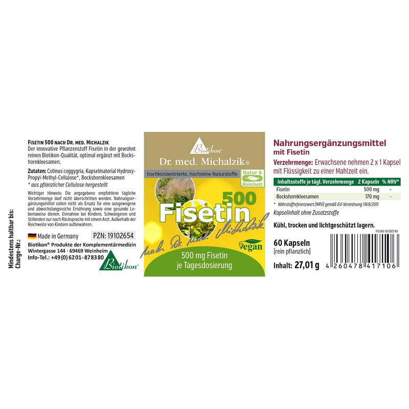 Biotikon Fisetin 500 Dr. Michalzik - per daily recommendation Fisetin