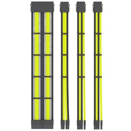 COOCAT PSU Power Supply Cable Extension Kits, 24Pin ATX Cable, 4+4 Pin CPU Cable, 3X 6+2 Pin PCIE Cable, 4X Cable Comb (BYG, 4-Cable-Set)