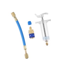 REPAIROCK Oil and Dye Injectors Kit 30ml/1 Oz Hand Push Compressor Manual AC Oil Dye Injector W/Quick Coupler 1/4 SAE Connector Car HVAC Compressor Oil Dye Tool Auto Replacement Parts