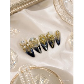 Luxury Nail Moonless Midnight  - M-Stiletto / 럭셔리네일 문리스 미드나잇  - M-스틸레토