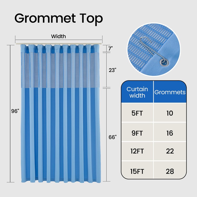 Phating Flame Retardant Hospital Curtains Room Divider,Grommet Cubicle Curtains Divider
