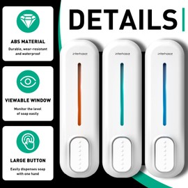 interhasa! Soap Dispenser Bathroom Wall Mounted Body Wash Shower Gel Shampoo and Conditioner Soap Dispenser 3 Chamber 3 in 1 Shower Dispenser for Commercial Home White 350ML×3
