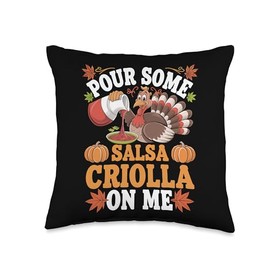 Turkey Thanksgiving Idea For Men Hispanic Roots Thanksgiving Throw Pillow
