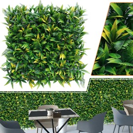 AwnPro 9PCS Artificial 3D Panel Wall Screen, 20" x 20" Grass Wall Panel, Artificial Hedge Fence Privacy Screen, Faux Ivy Vine Leaf Decorations for Outdoor Garden Decoration (Style 03)