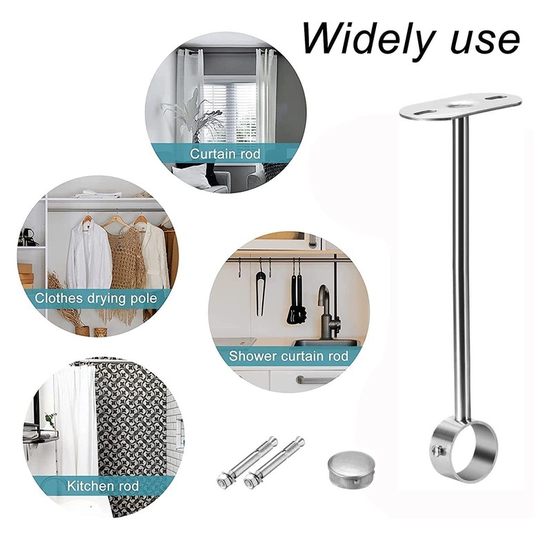 TA-VIGOR Ceiling-Mount Bracket 25mm Dia, Wardrobe Pipe Bracket Shower Curtain